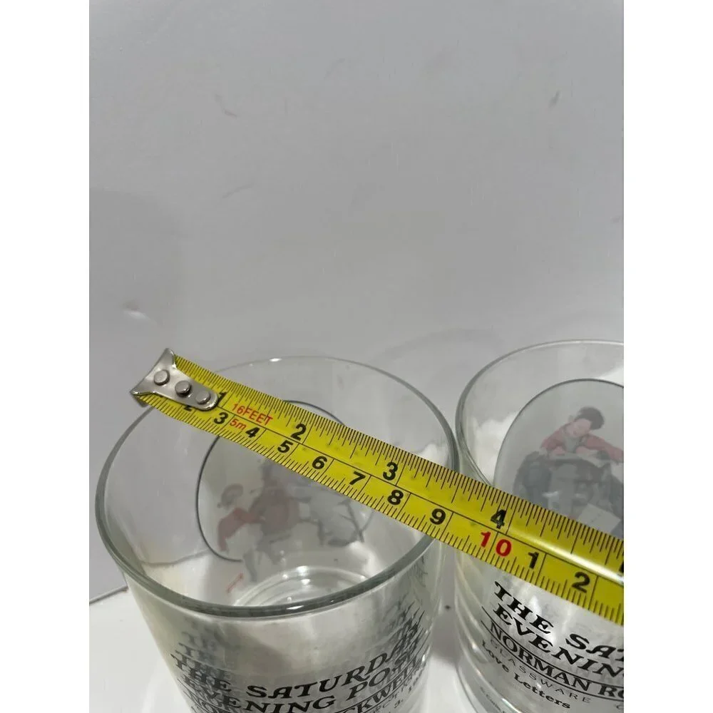 Vintage THE SATURDAY EVENING POST NORMAL ROCKWELL  4 GLASS SET COLLECTION